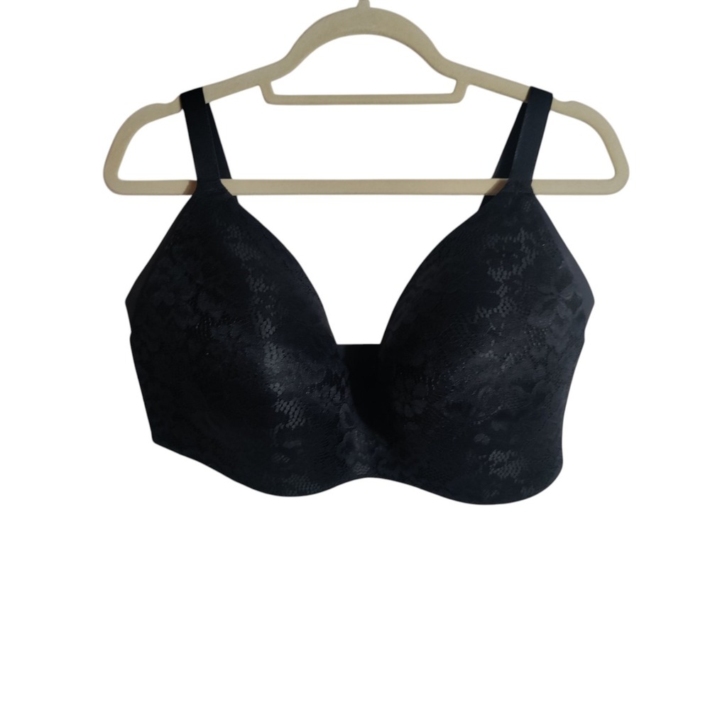 Knix WingWoman Contour Bra Black Floral Lace Wire Free Size 8++ 40H 42H